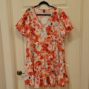 SHEIN Floral Mini Dress - Red and White